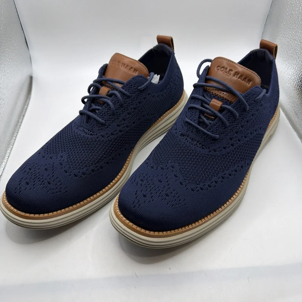 Cole Haan Men's Original Grand StitchLite Wingtip Oxford - Navy/Ivory Size 10